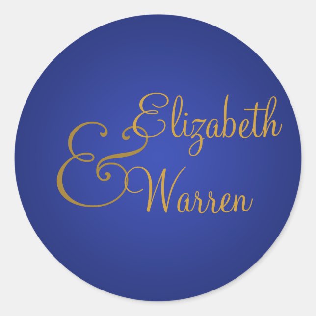 Sticker Rond Sceau d'enveloppe Royal Bleu et Or (Devant)