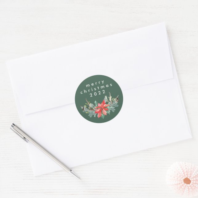 Sticker Rond Sceau d'enveloppe traditionnel vert Joyeux Noël (Enveloppe)