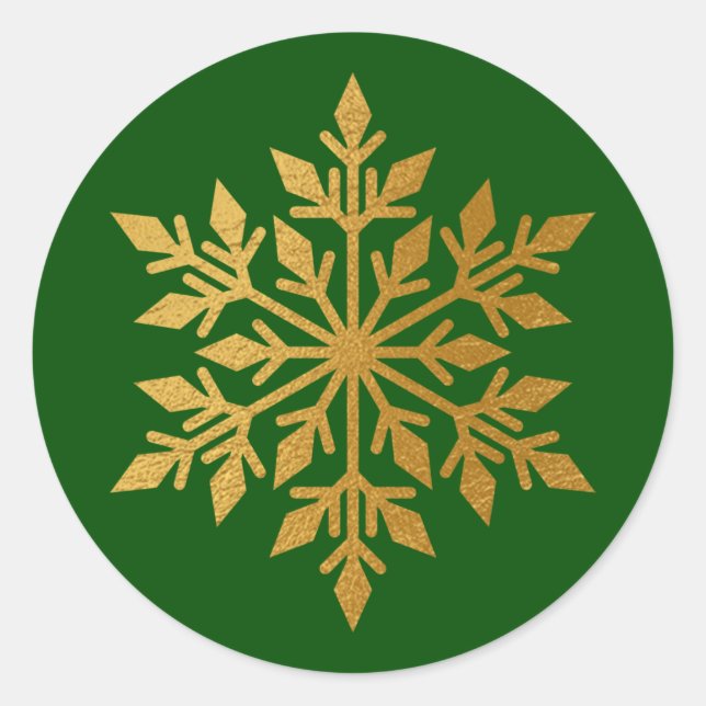 Sticker Rond Sceau d'enveloppe verte de flocons d'eau doré de l (Devant)