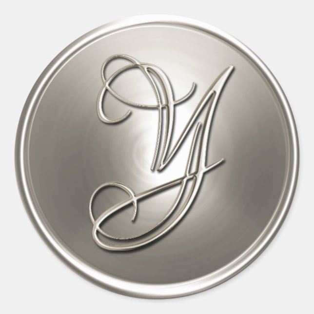 Sticker Rond Sceau d'enveloppe Y Monogramme en argent (Devant)