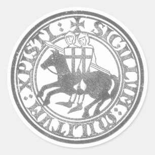 Sticker Rond Sceau des Templiers Deux Chevaliers Médaillon de C