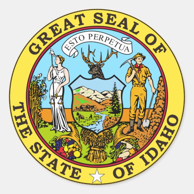 Sticker Rond Sceau D'État De L'Idaho (Devant)