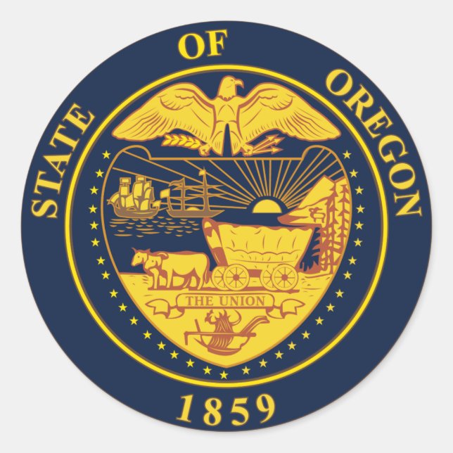 Sticker Rond Sceau d'État de l'Oregon (Devant)