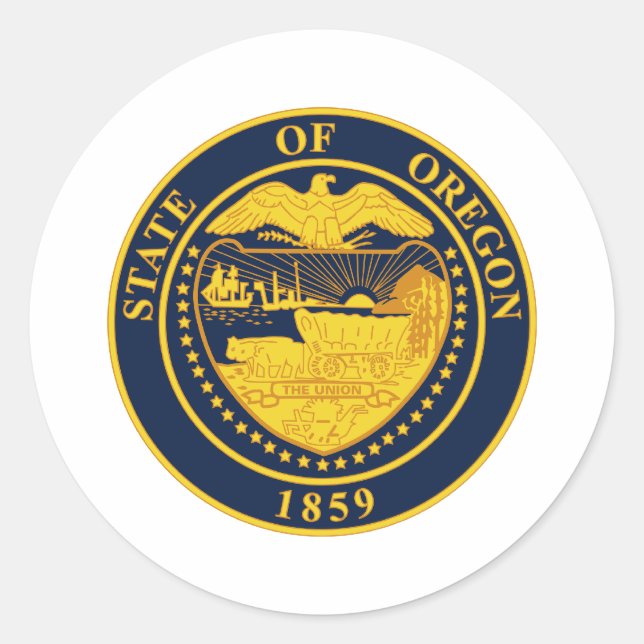 Sticker Rond Sceau d'État de l'Oregon (Devant)
