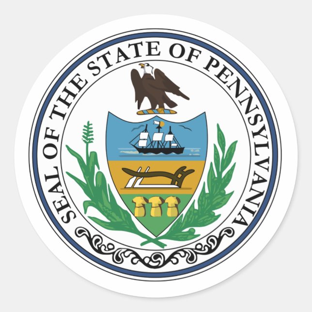 Sticker Rond Sceau d'État de Pennsylvanie - (Devant)