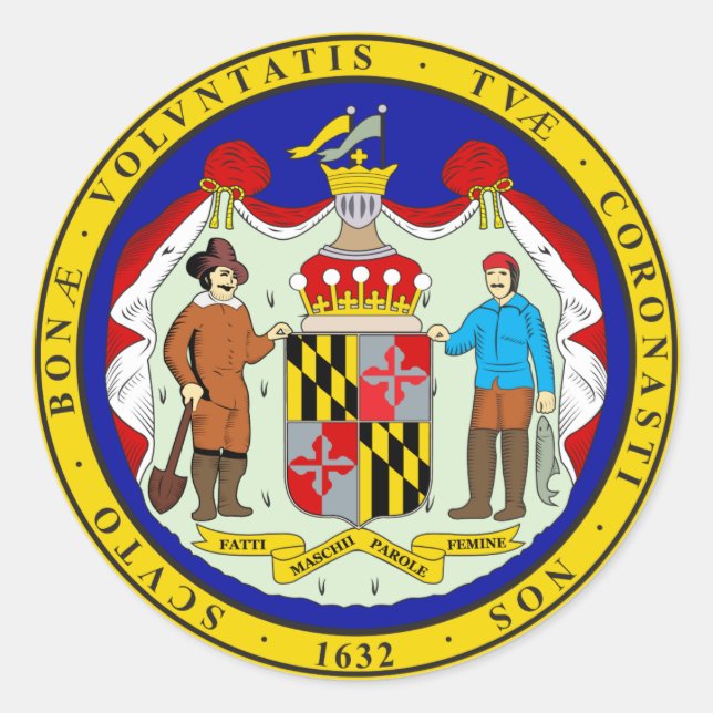 Sticker Rond Sceau d'État du Maryland (Devant)