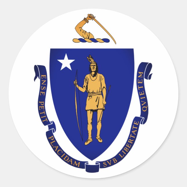 Sticker Rond Sceau d'État du Massachusetts (Devant)