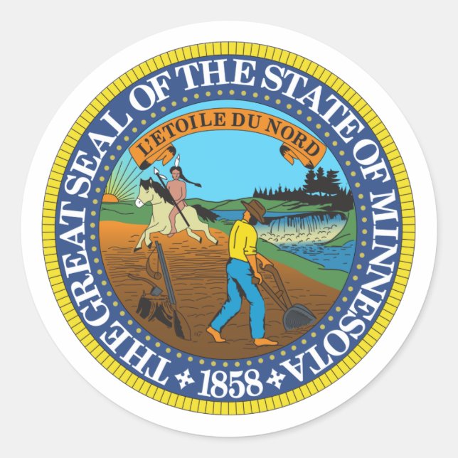 Sticker Rond Sceau d'État du Minnesota - (Devant)