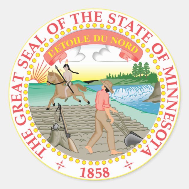 Sticker Rond Sceau d'État du Minnesota (Devant)