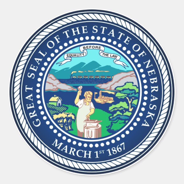 Sticker Rond Sceau d'État du Nebraska (Devant)