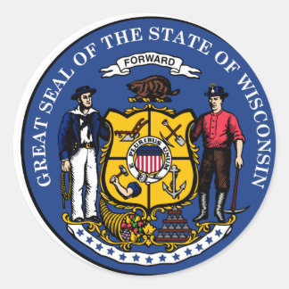 Sticker Rond Sceau d'État du Wisconsin