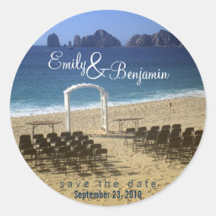 Sticker Rond Sceau d'invitation - Destination Beach Mariage :: 