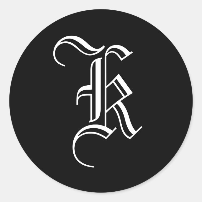 Sticker Rond Sceau d'invitation monogramme "K" Ancien style ang (Devant)