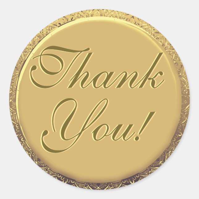Sticker Rond Sceau d'or de Merci personnalisable (Devant)