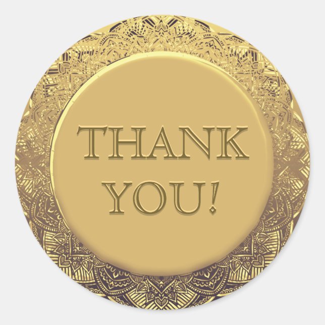 Sticker Rond Sceau d'or de Merci personnalisable (Devant)