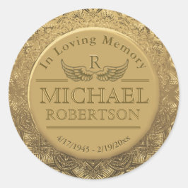 Sticker Rond Sceau d'or Monogram Memorial sur mesure