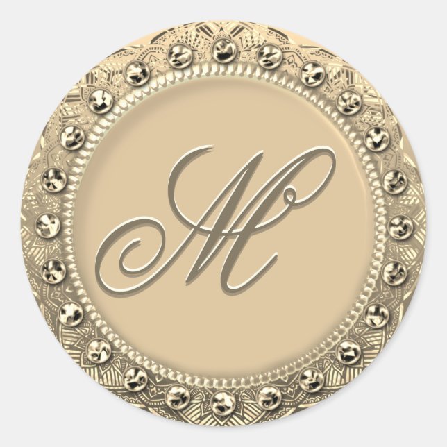 Sticker Rond Sceau d'or monogramme personnalisé (Devant)