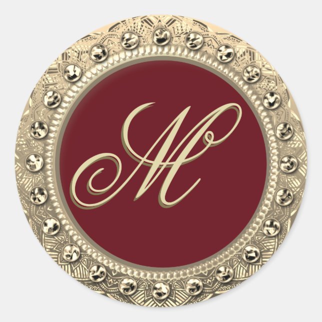 Sticker Rond Sceau d'or monogramme personnalisé (Devant)