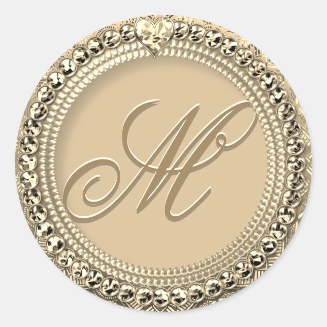 Sticker Rond Sceau d'or monogramme personnalisé (Devant)