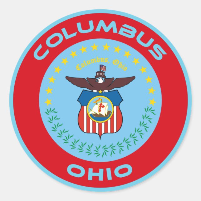 Sticker Rond Sceau du drapeau de Columbus Ohio (Devant)