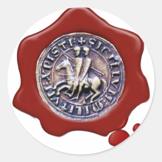 Sticker Rond SCEAU DU MODÈLE DES CHEVALIERS, Cire rouge, Blanc (Devant)