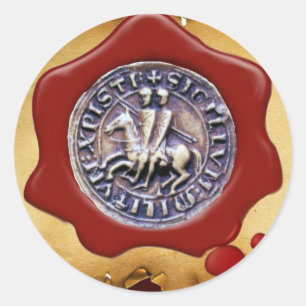 Sticker Rond SCEAU DU MODÈLE DES CHEVALIERS, Cire rouge, Parche