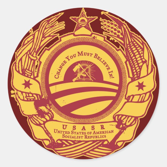 Sticker Rond Sceau du Parti Obama soviétique (Devant)