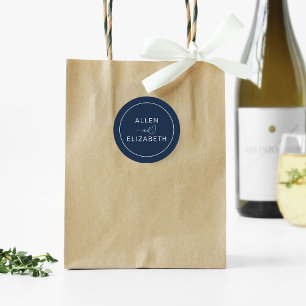 Sticker Rond Sceau élégant de mariage bleu marine moderne