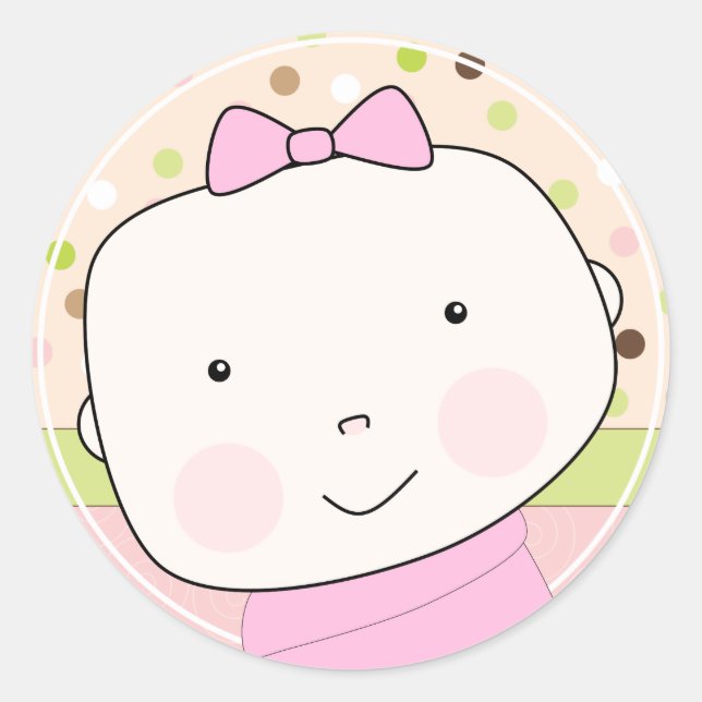Sticker Rond Sceau Enveloppe visage bébé doux (Devant)