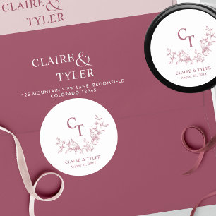 Sticker Rond Sceau Mariage Chic Bourgogne / Favoriser