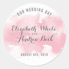 Sticker Rond SCEAU MARIAGE CUT chic aquarelle rose pâle