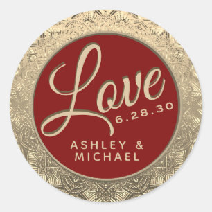 Sticker Rond Sceau Mariage d'amour personnalisable