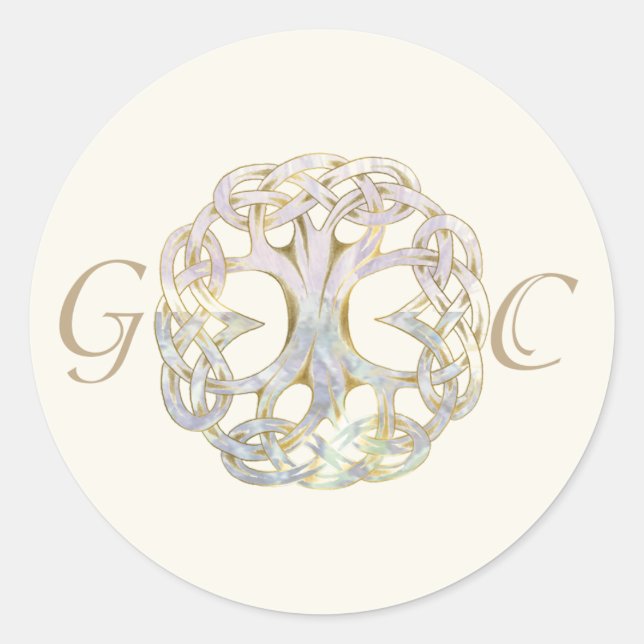 Sticker Rond Sceau Mariage d'enveloppe Arbre celtique de vie (Devant)