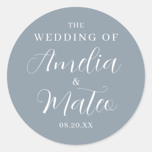 Sticker Rond Sceau Mariage d'enveloppe de calligraphie bleu pou