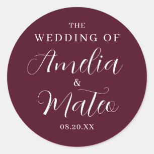 Sticker Rond Sceau Mariage d'enveloppe de calligraphie rouge Bo