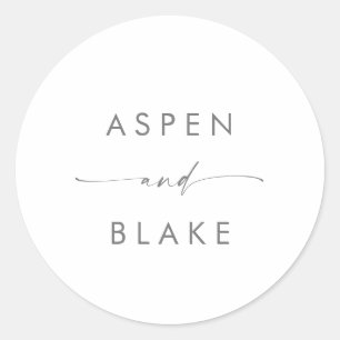 Sticker Rond Sceau Mariage d'enveloppe moderne en argent