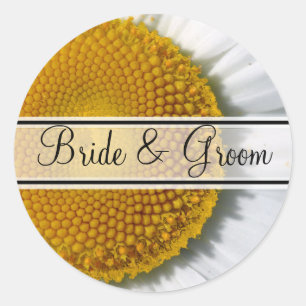 Sticker Rond Sceau Mariage élégant Daisy