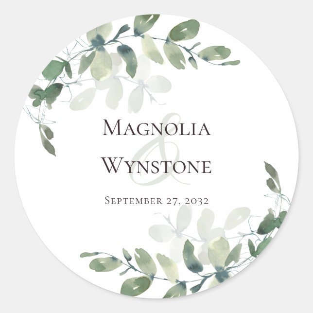 Sticker Rond Sceau mariage Eucalyptus Vert (Devant)