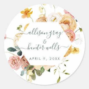 Sticker Rond Sceau Mariage floral Sutton