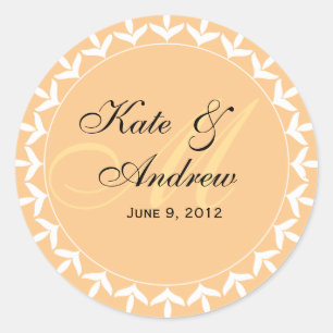 Sticker Rond Sceau mariage jaune monogramme