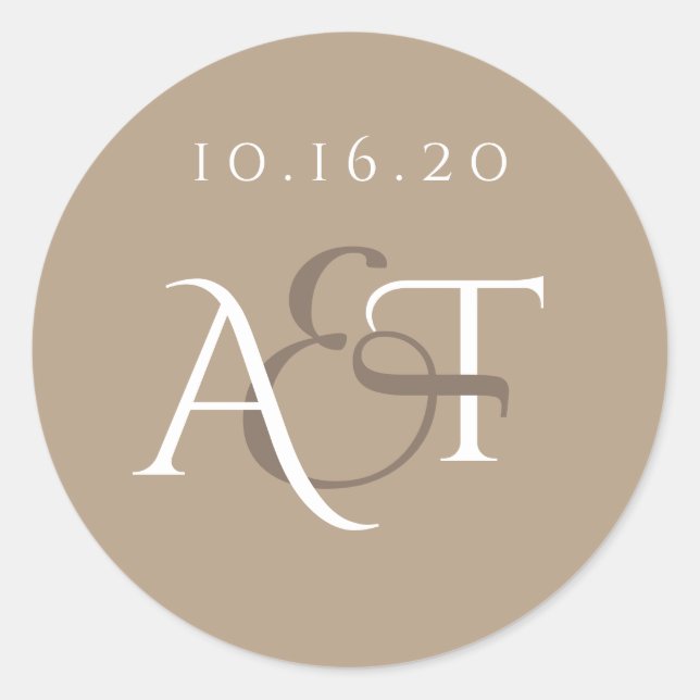 Sticker Rond Sceau Mariage monogramme (Devant)