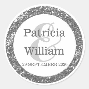 Sticker Rond Sceau Mariage personnalisé Parties scintillant g