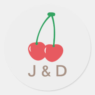 Sticker Rond Sceau Mariage simple de cerise douce