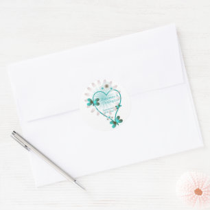 Sticker Rond Sceau mariage/Sticker Papillon Coeur