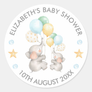 Sticker Rond Sceau Merci d'enveloppe Pastel Baby Elephant