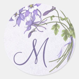 Sticker Rond Sceau monogramme du bouquet Columbine