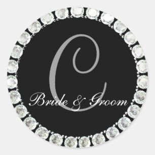 Sticker Rond Sceau personnalisable C monogramme de diamant