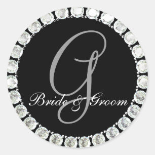 Sticker Rond Sceau personnalisable de monogramme de diamant G