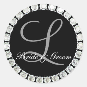 Sticker Rond Sceau personnalisable de monogramme de diamant L