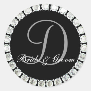 Sticker Rond Sceau personnalisable en diamant monogramme D